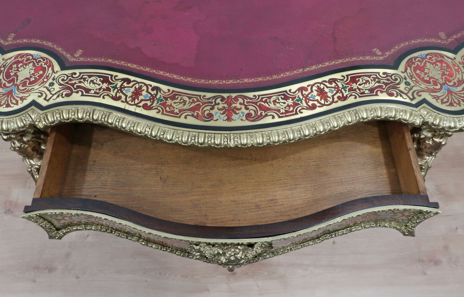photo buy French Napoleon III Louis XV Style Boulle Writing Table