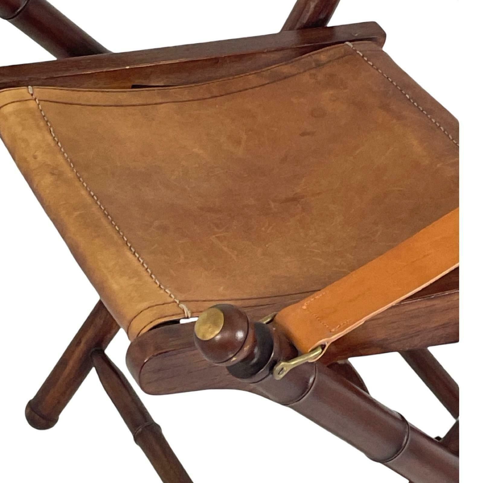 Officer's Chair   Wood And Leather Upholstery   Military Campaign Style photo for sale