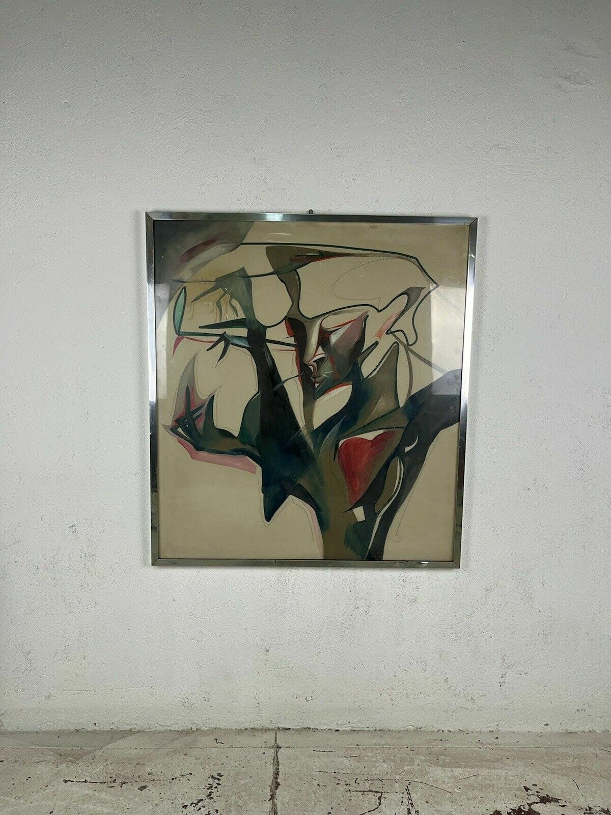 Abstract Painting Mixed Media Canvas Domenico Pellicano 80's Vintage Design