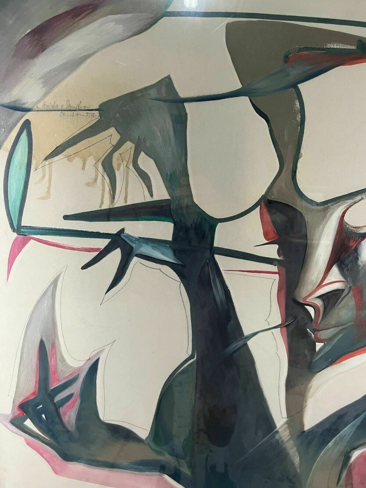 photo for sale Abstract Painting Mixed Media Canvas Domenico Pellicano 80's Vintage Design