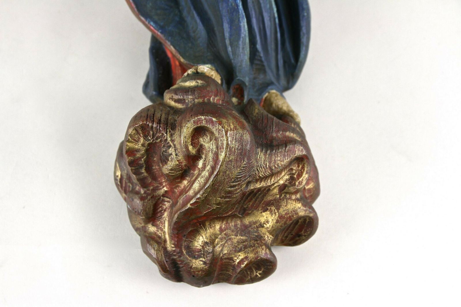Art 18th Century Polychrome Virgin & Child Wall Sculpture, Handcarved, At Ca. 1760 photo