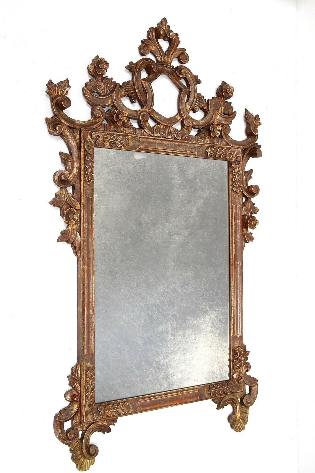 19th Century Silvered/ Bronzed Venetian Wall Mirror, Handcarved, Italy Ca. 1840 photo furniture