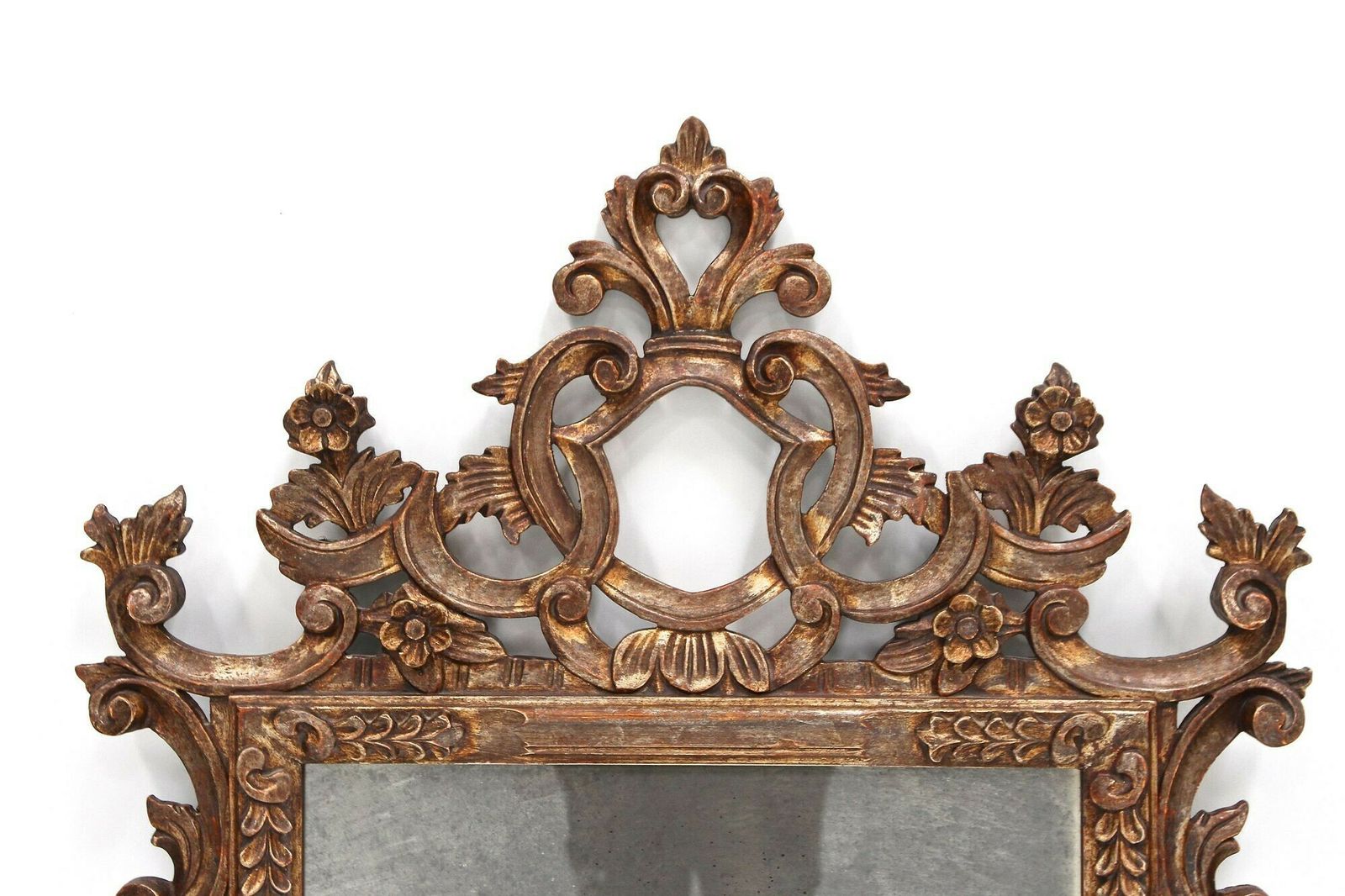 19th Century Silvered/ Bronzed Venetian Wall Mirror, Handcarved, Italy Ca. 1840 photo 4150.0
