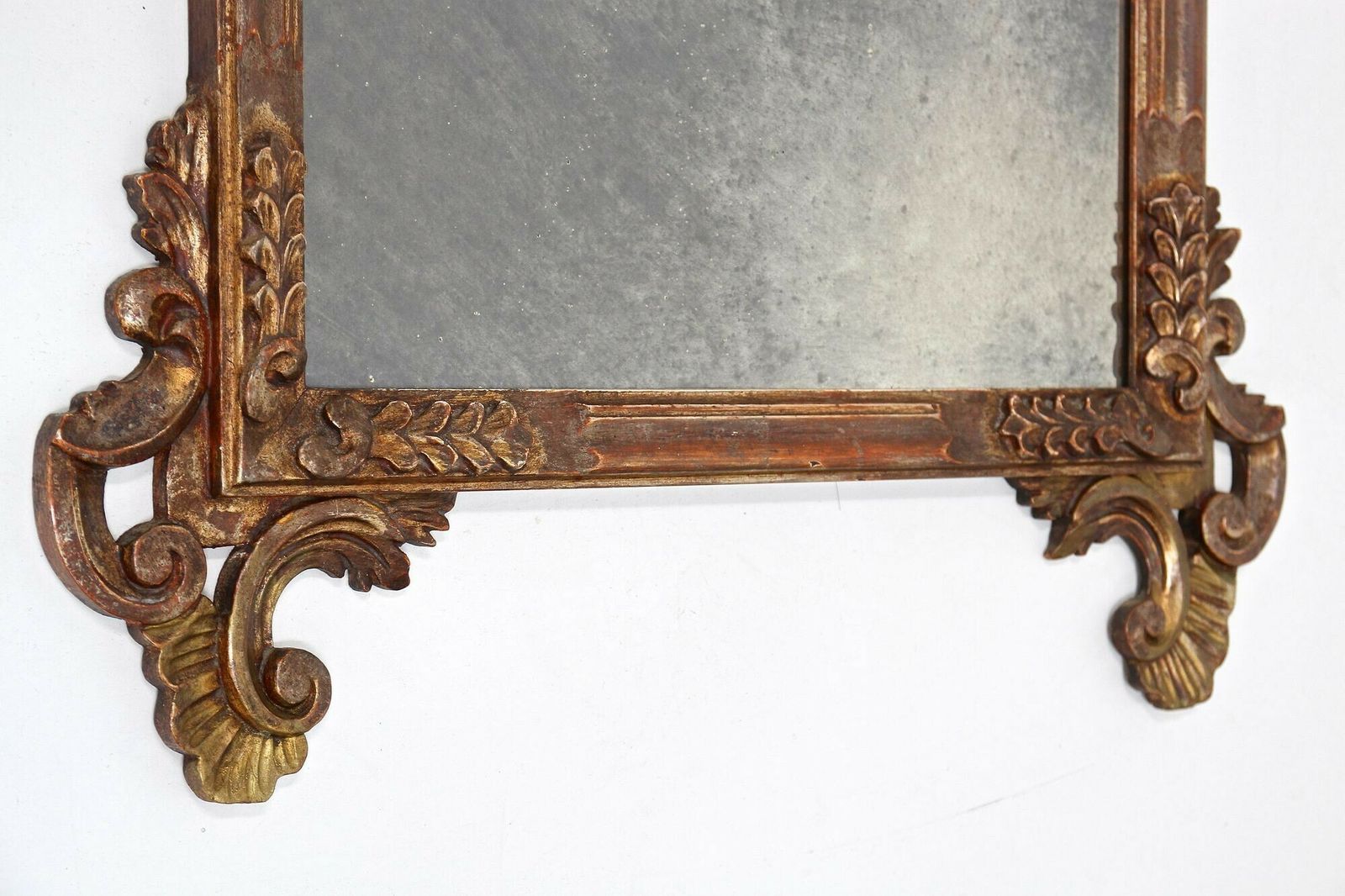 19th Century Silvered/ Bronzed Venetian Wall Mirror, Handcarved, Italy Ca. 1840 photo vintage