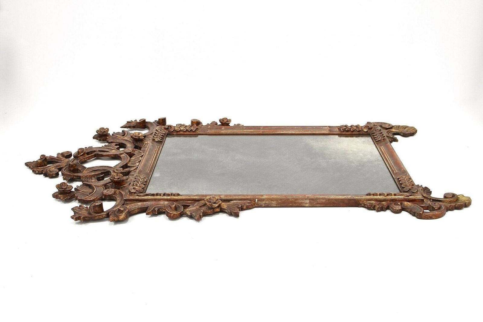 photo vinterior 19th Century Silvered/ Bronzed Venetian Wall Mirror, Handcarved, Italy Ca. 1840