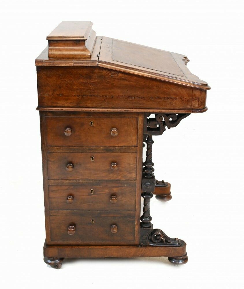 photo vintage Antique Davenport Desk Walnut Victorian Secretaire 1880