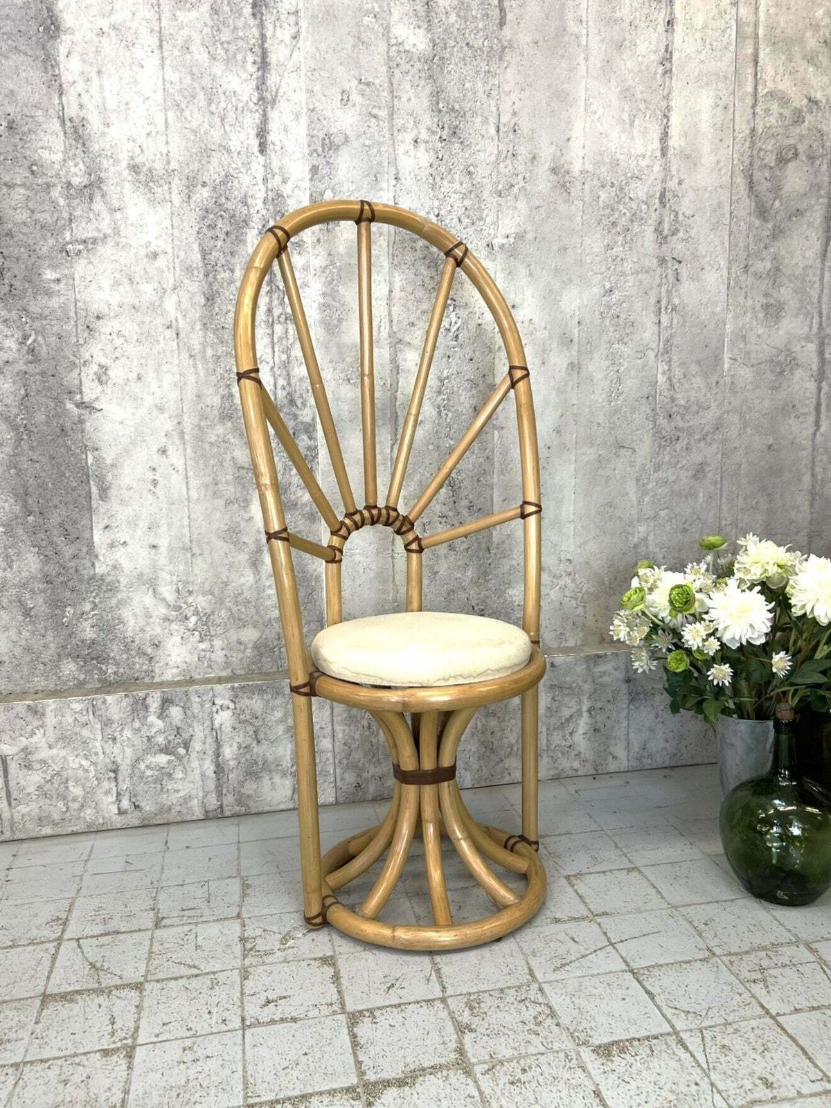 Individual Mid Century Bamboo Throne Chair photo furniture