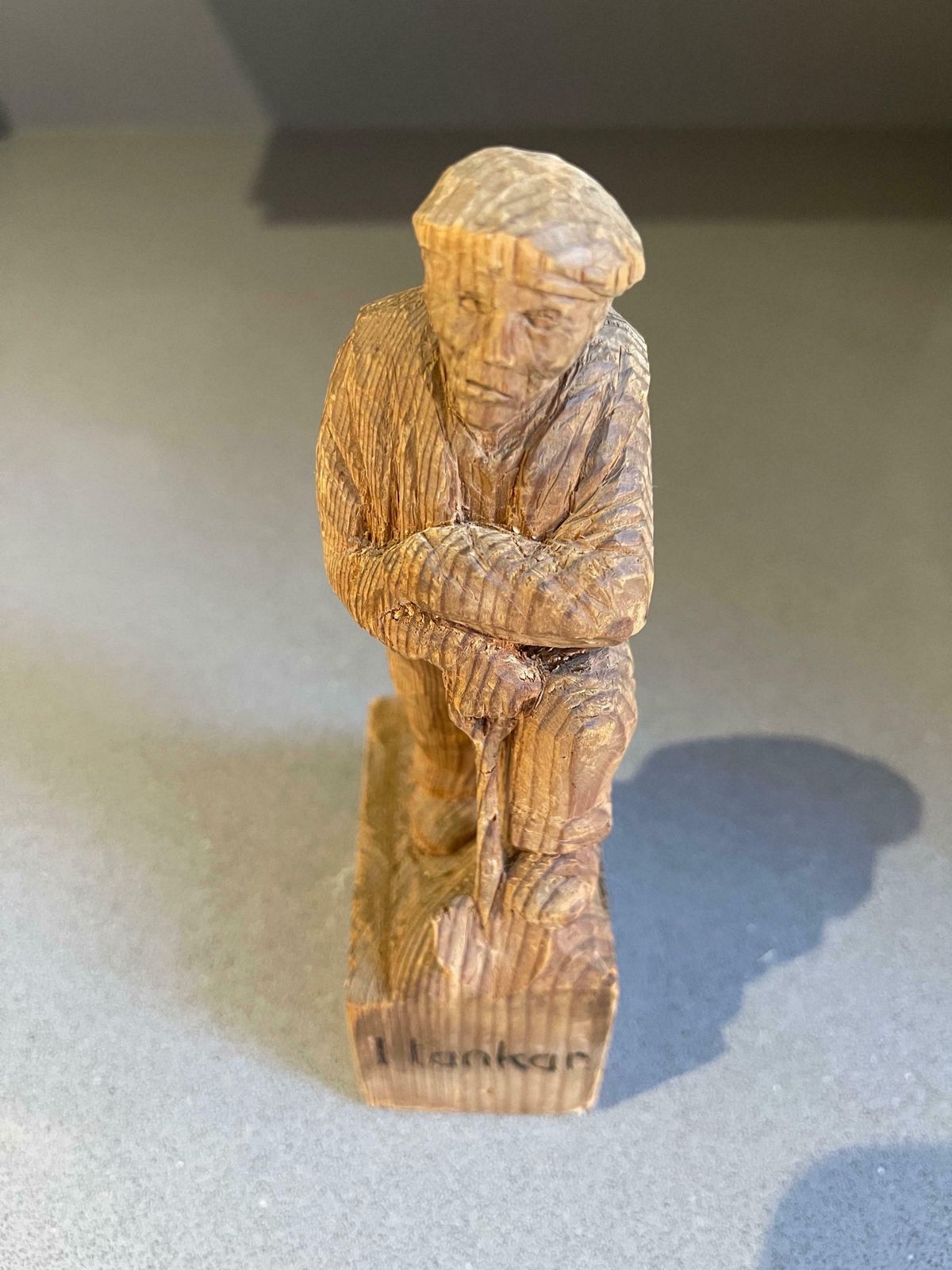 Wooden Carving Human Sculpture Antique Decorative Figurine Of A Thinking Man photo for sale
