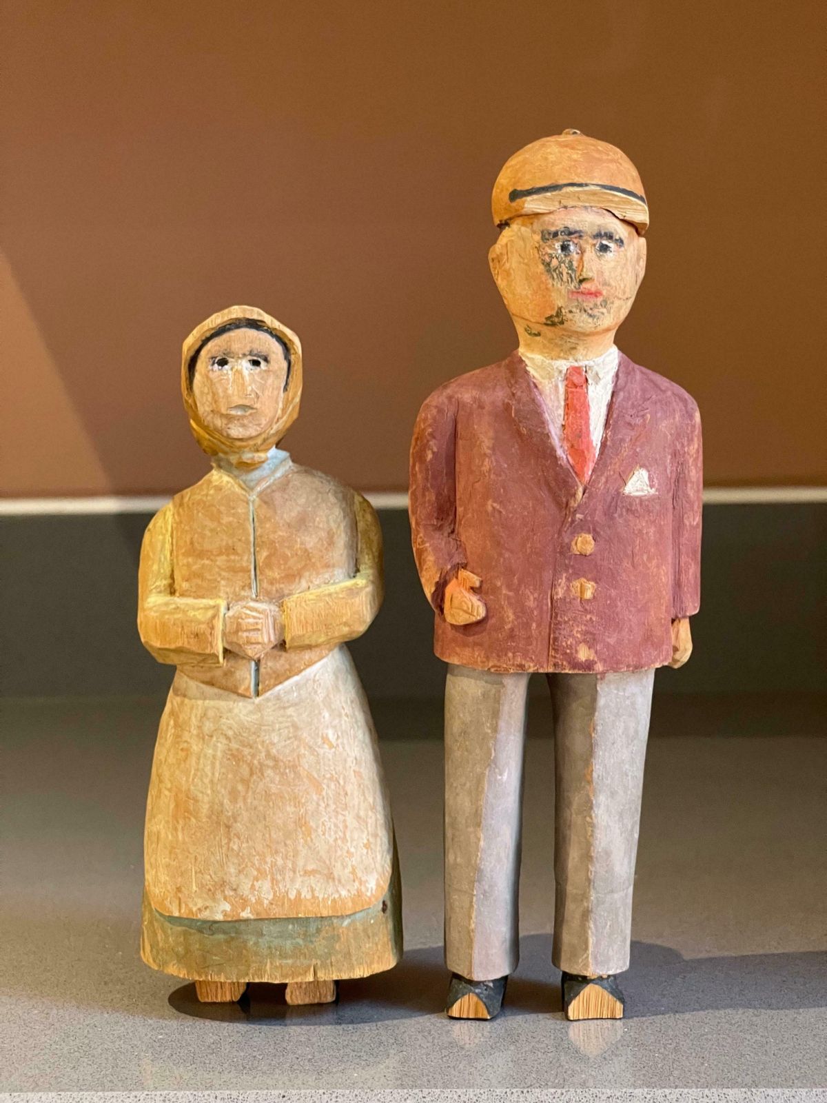 Carving Wooden Sculptures A Set Of 2 Antique Decorative Figurines Of Man & Woman photo furniture