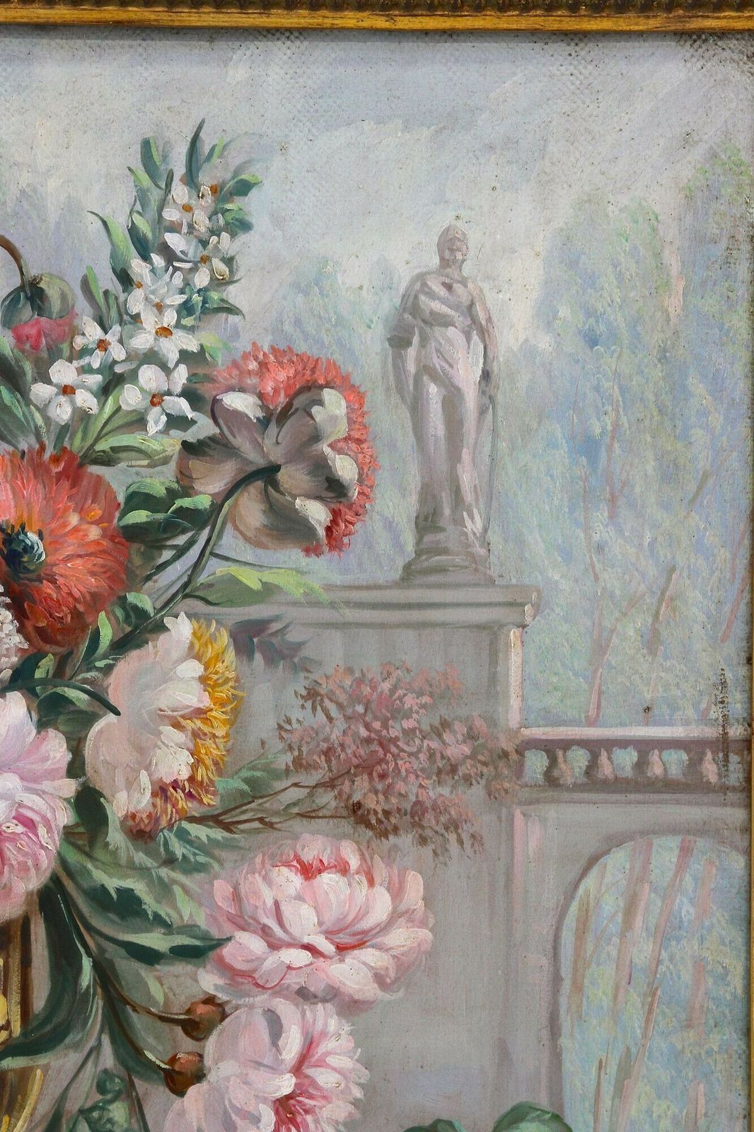 Pair Of Floral Still Life Oil Paintings, Signed V. Landi, Framed, It Ca. 1990 photo vinterior