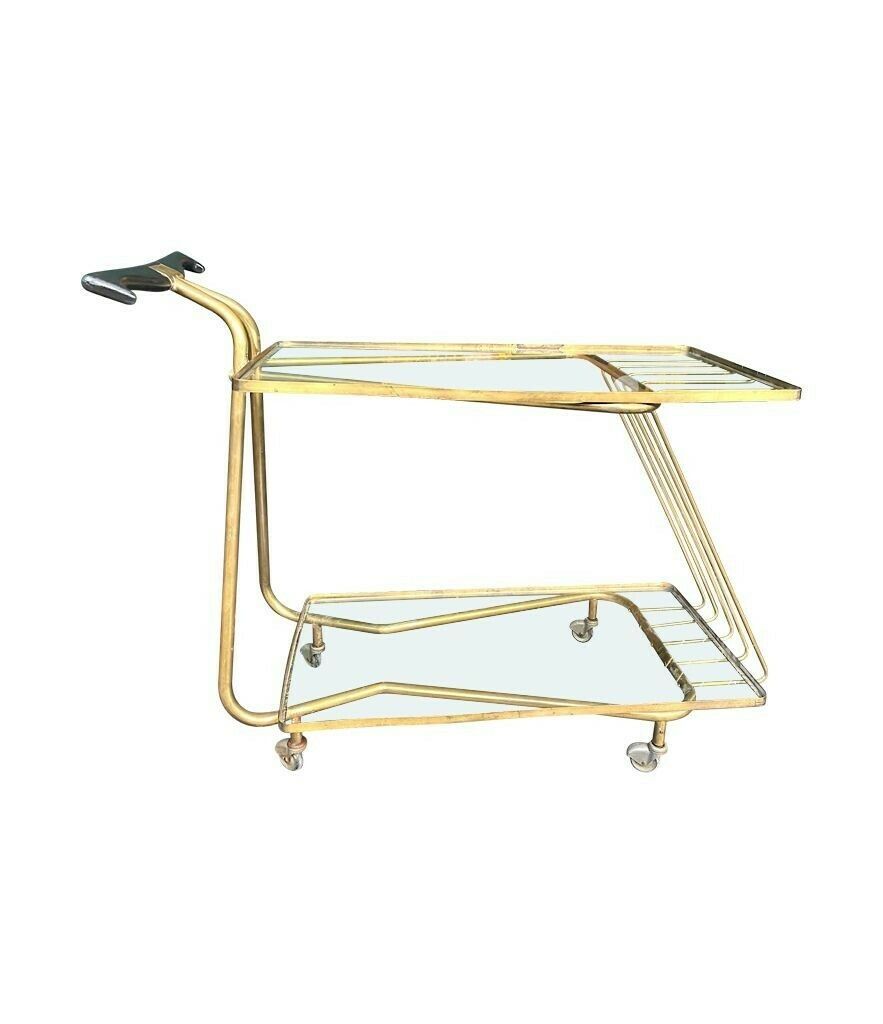 An Unusual Designed Italian 1950s Brass Bar Trolley photo vintage
