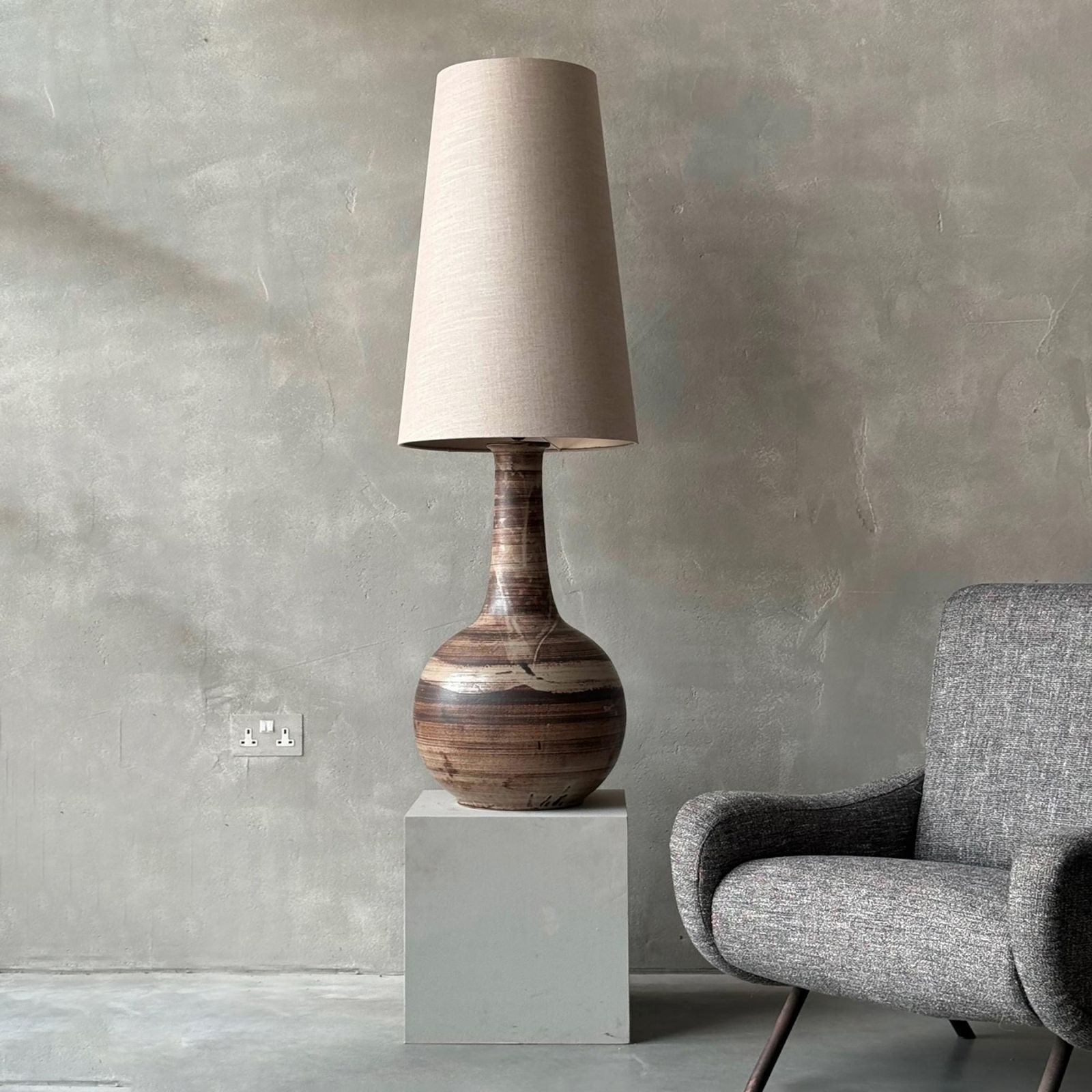 Mid Century French Ceramic Lamp Of Monumental Size And Scale photo for sale