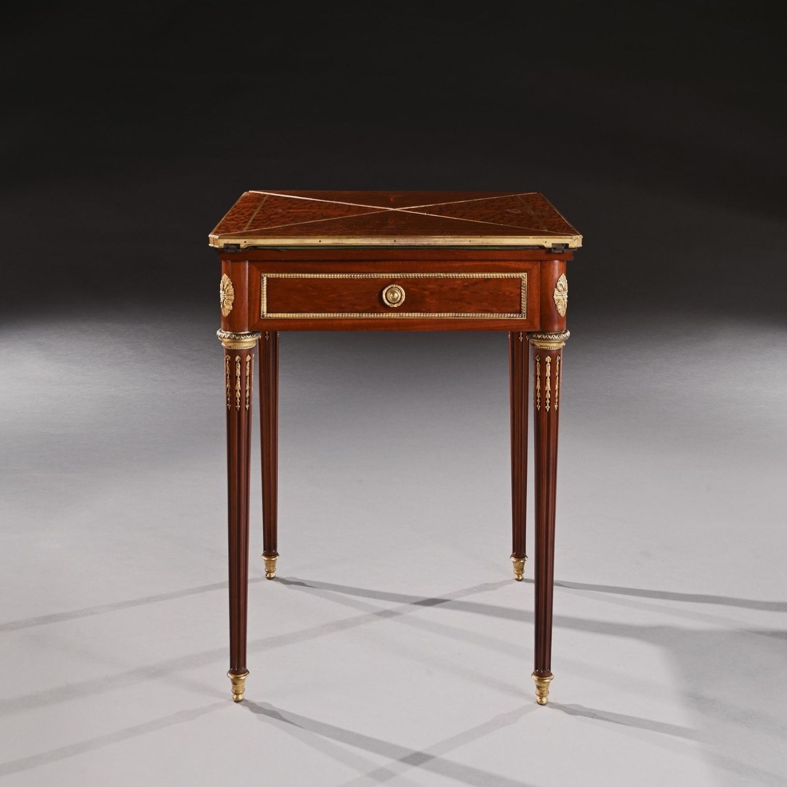 A Fine Mahogany Late 19th Century Envelope Card Table By Antoine Lampre, Paris. photo furniture