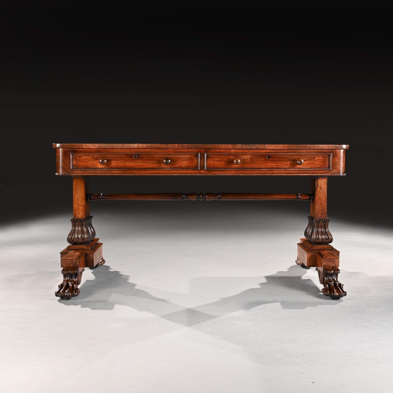 A George IV Period Rosewood Library Table With Carved Lions Paw Feet photo 6250.0