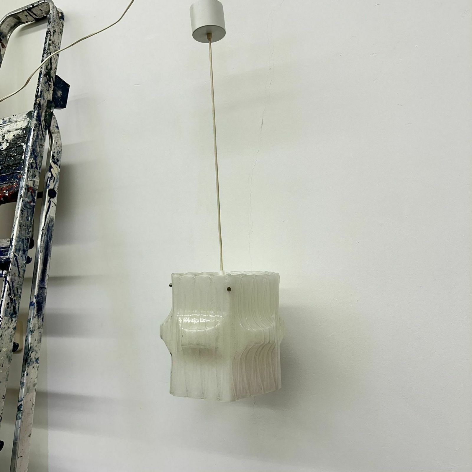 392.0 Mid Century Ice Lucite Pendant Lamp , 1970s photo