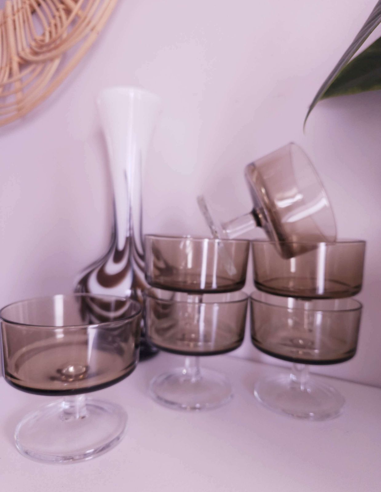 Set Of 6 Mid Century Luminarc Champagne Coupe Glasses Or Sundae Dishes photo Home Decor