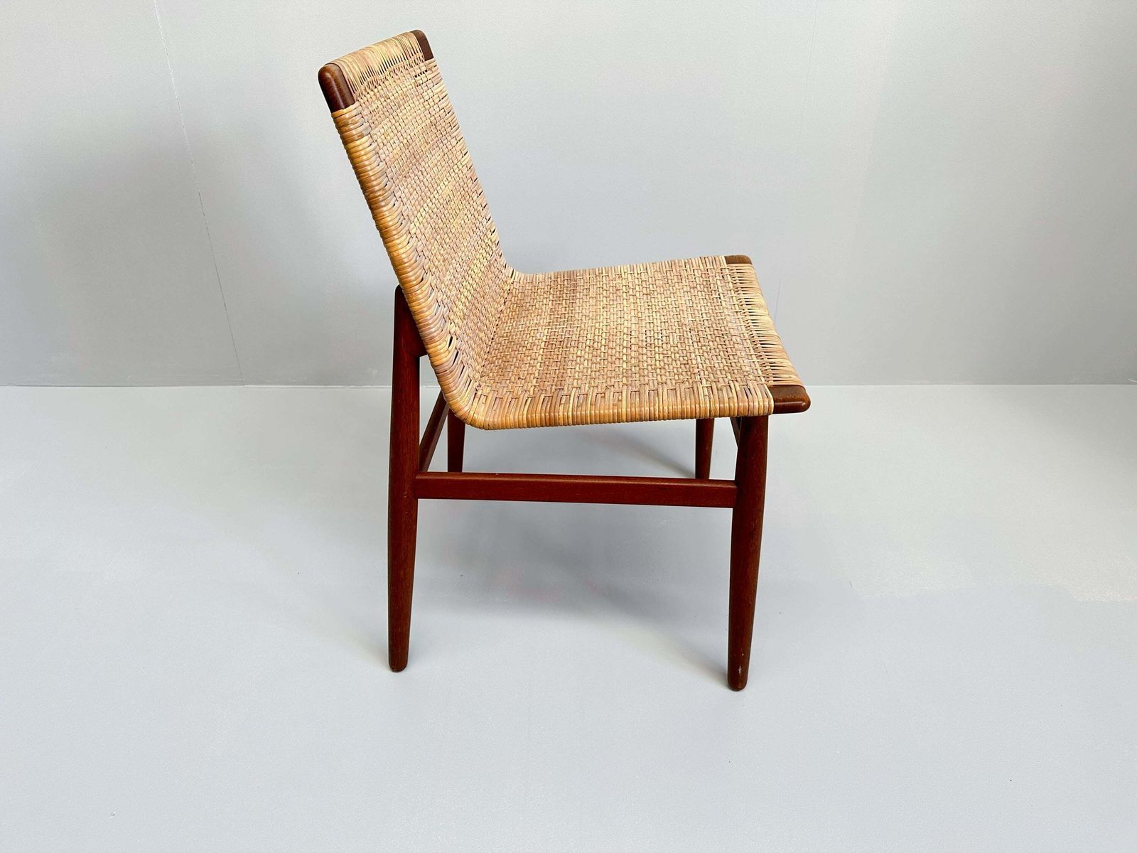 photo furniture Jørgen Høj Teak And Rattan Chair For Thorald Madsen, Copenhagen Denmark 1950's