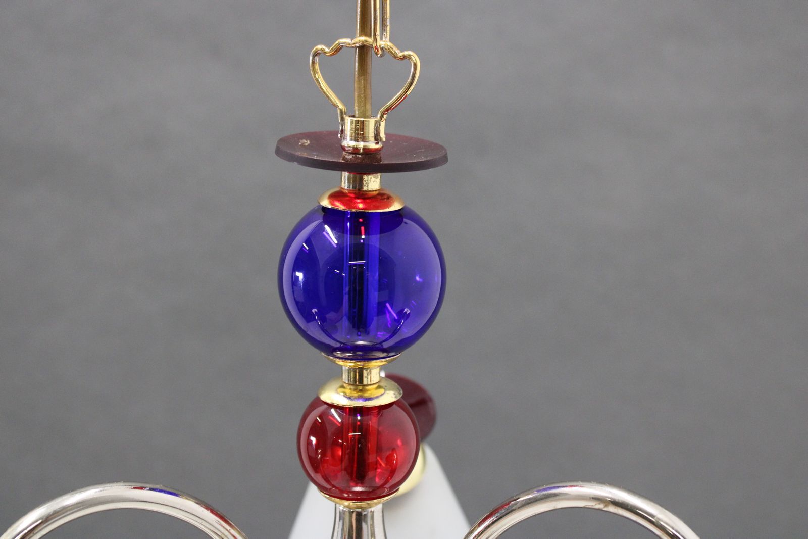 photo for sale Vintage Pendant Lamp Of Glass And Chrome/Murano Style Lamp