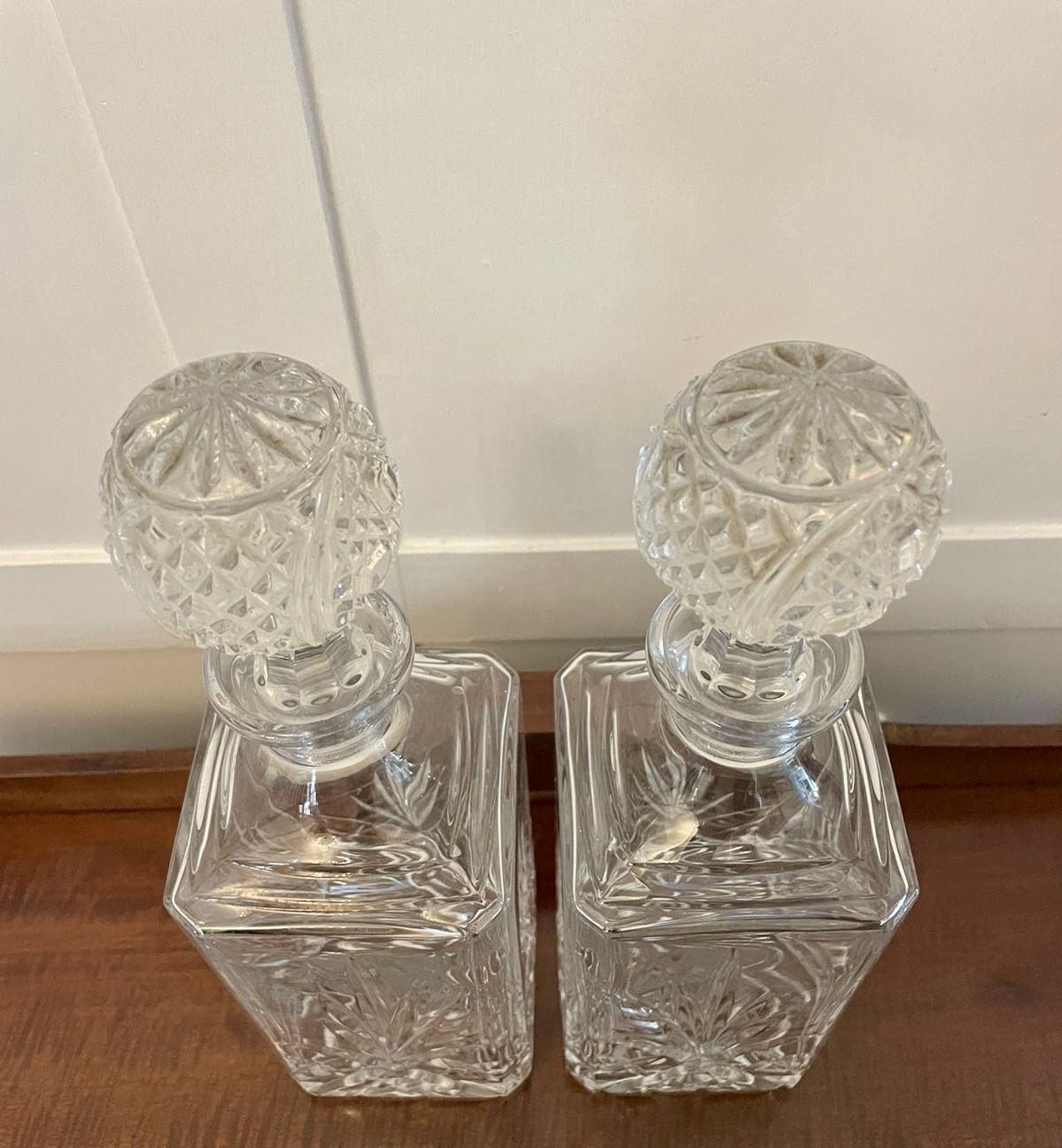 Pair Of Early 20th Century Edwardian Quality Cut Glass Decanters photo vinterior