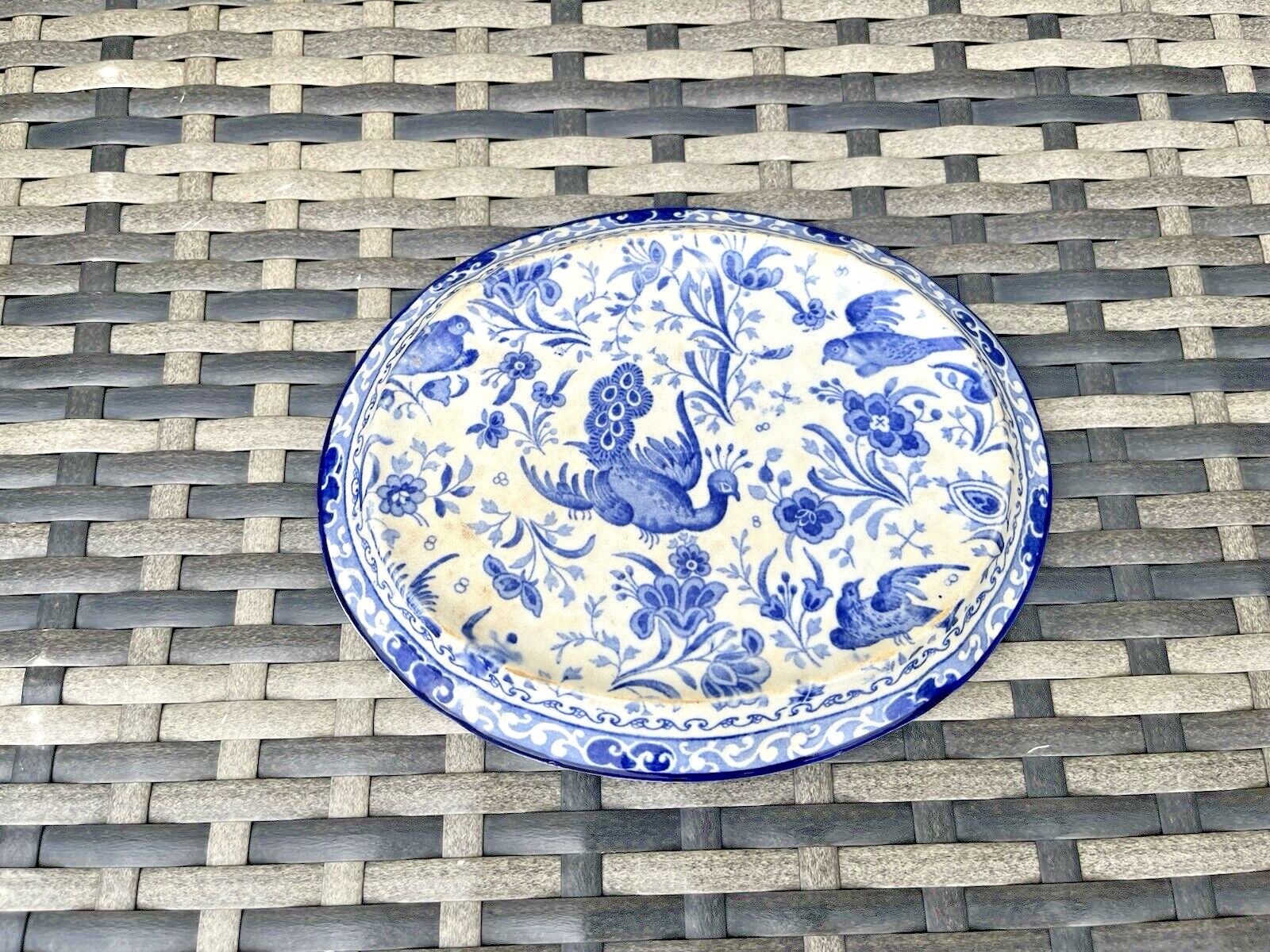 Antique Burgess & Leigh Burleigh Ware Regal Peacock Trivet Coffee / Teapot Stand photo for sale