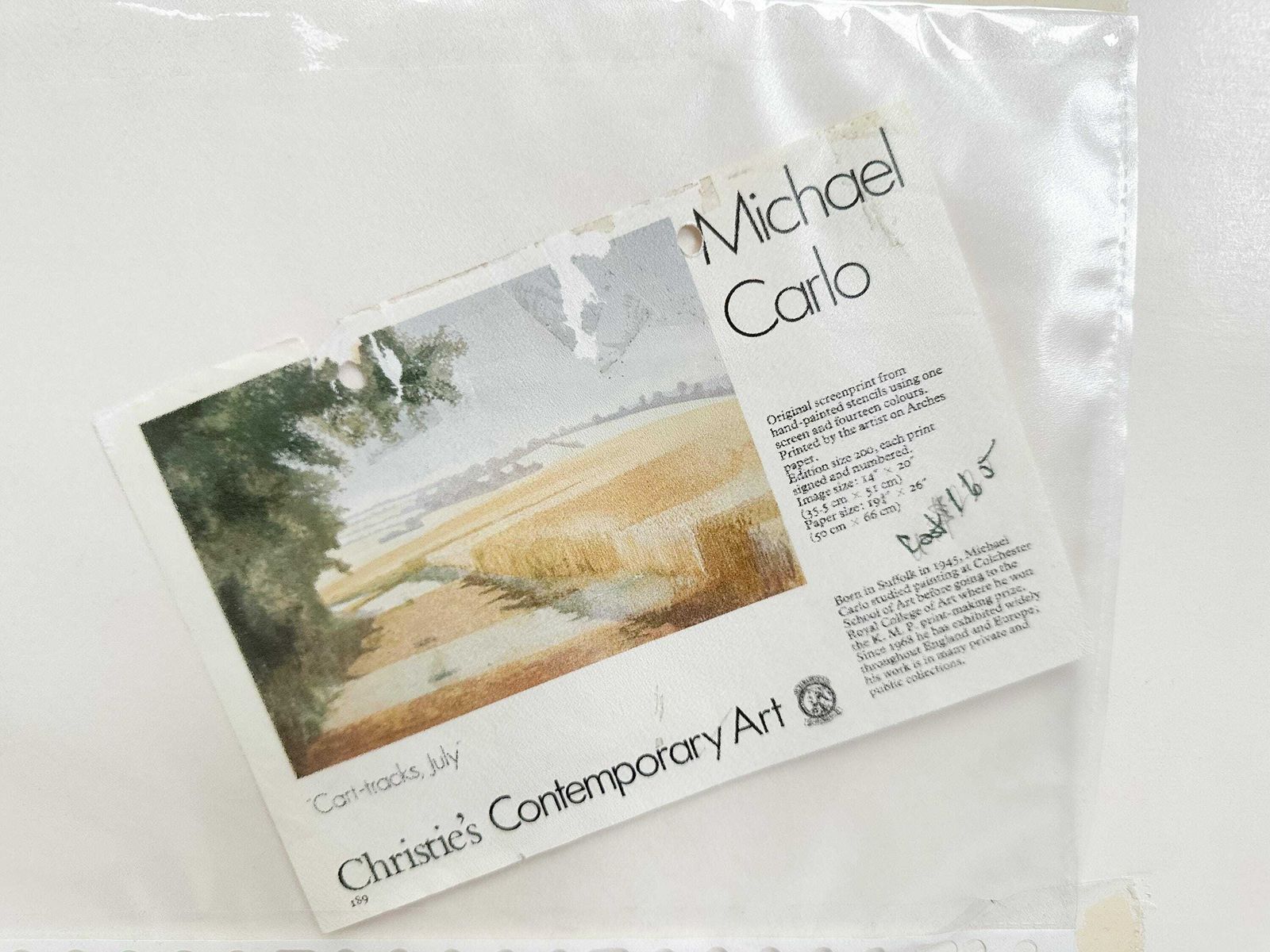 Christie's Contemporary Art   Michael Carlo   Cart Tracks, July (Screen Print, #159/200) photo buy