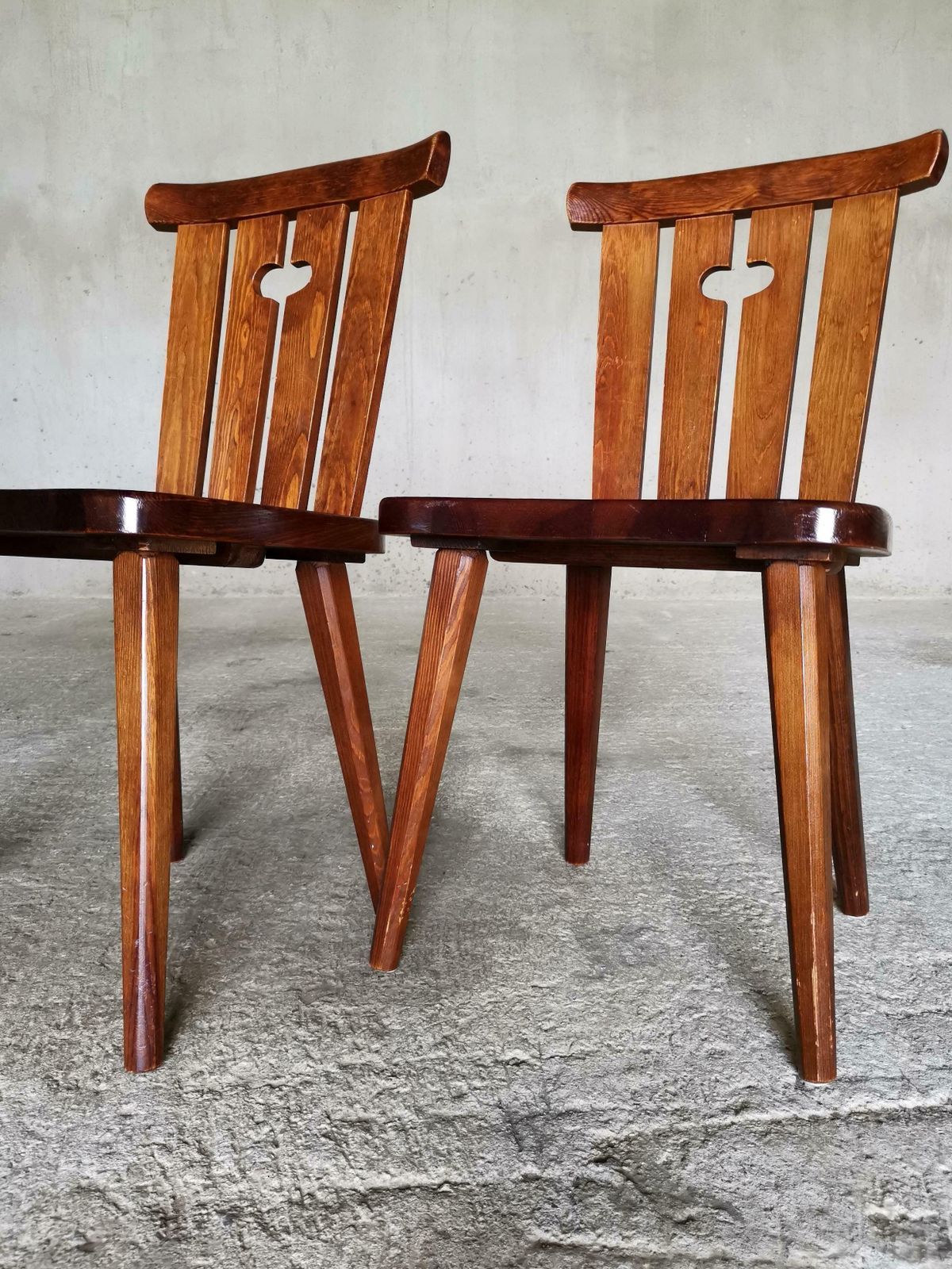 photo for sale Set Of 4 Iconic Göran Malmvall Dining Chairs In Solid Oregon Pine, Sweden 1940s