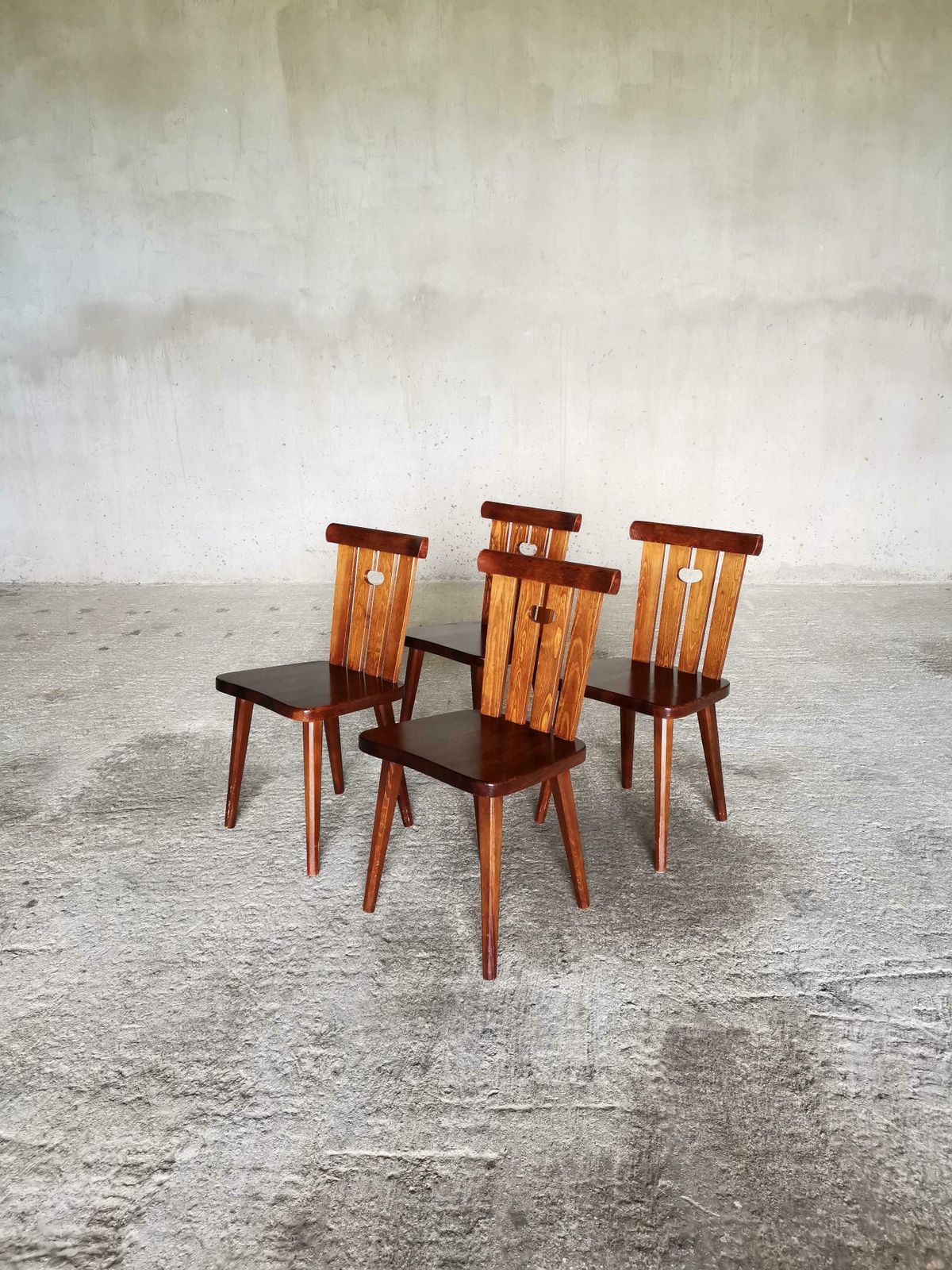 3874.0 Set Of 4 Iconic Göran Malmvall Dining Chairs In Solid Oregon Pine, Sweden 1940s photo