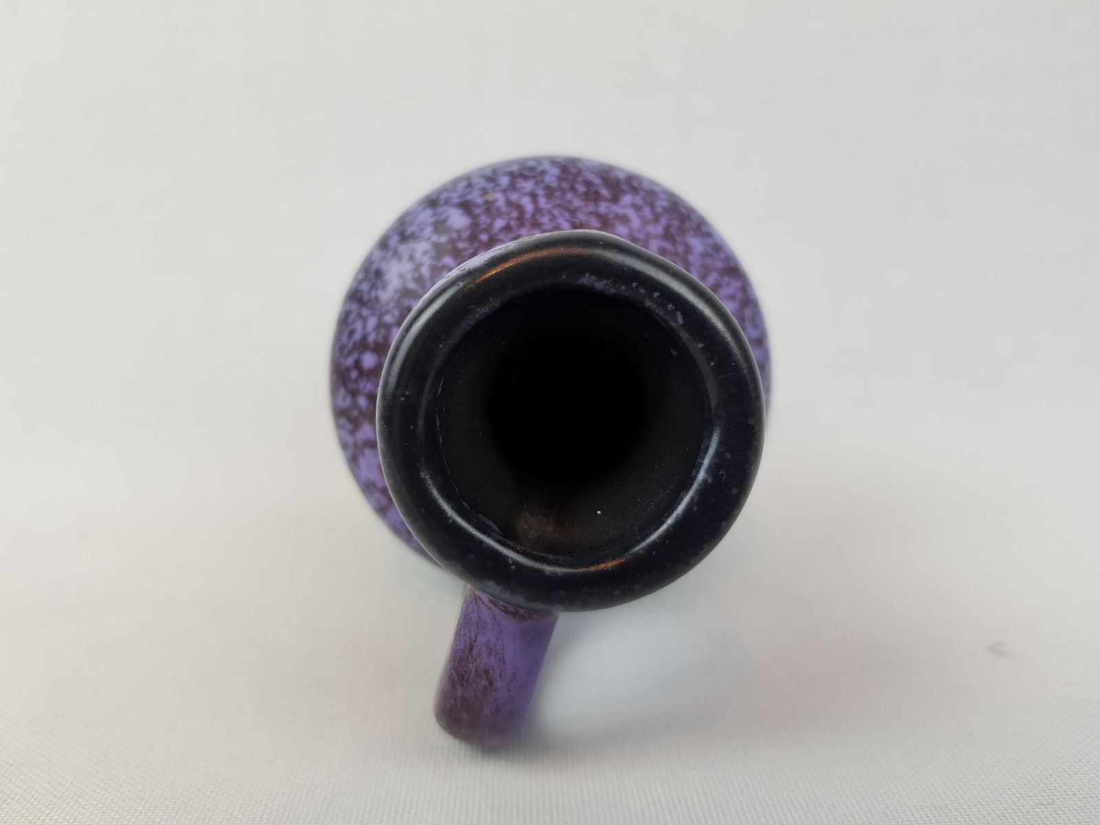 Vintage Veb Haldensleben Handled Purple And Green Vase With Speckled Pattern 4079 East German Pottery 1960s 1970s photo 50.0