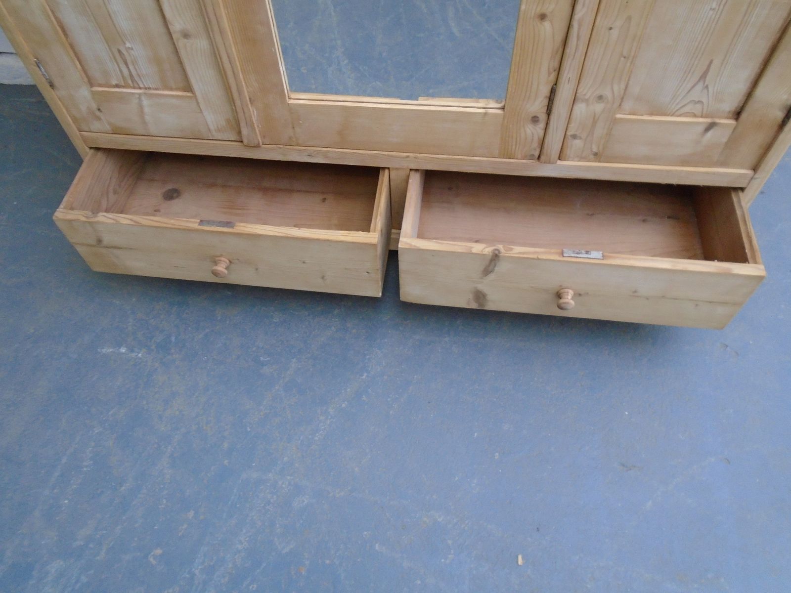 Furniture A Large 1 Piece Mirrored Antique Pine Hall Wardrobe To Wax / Paint photo