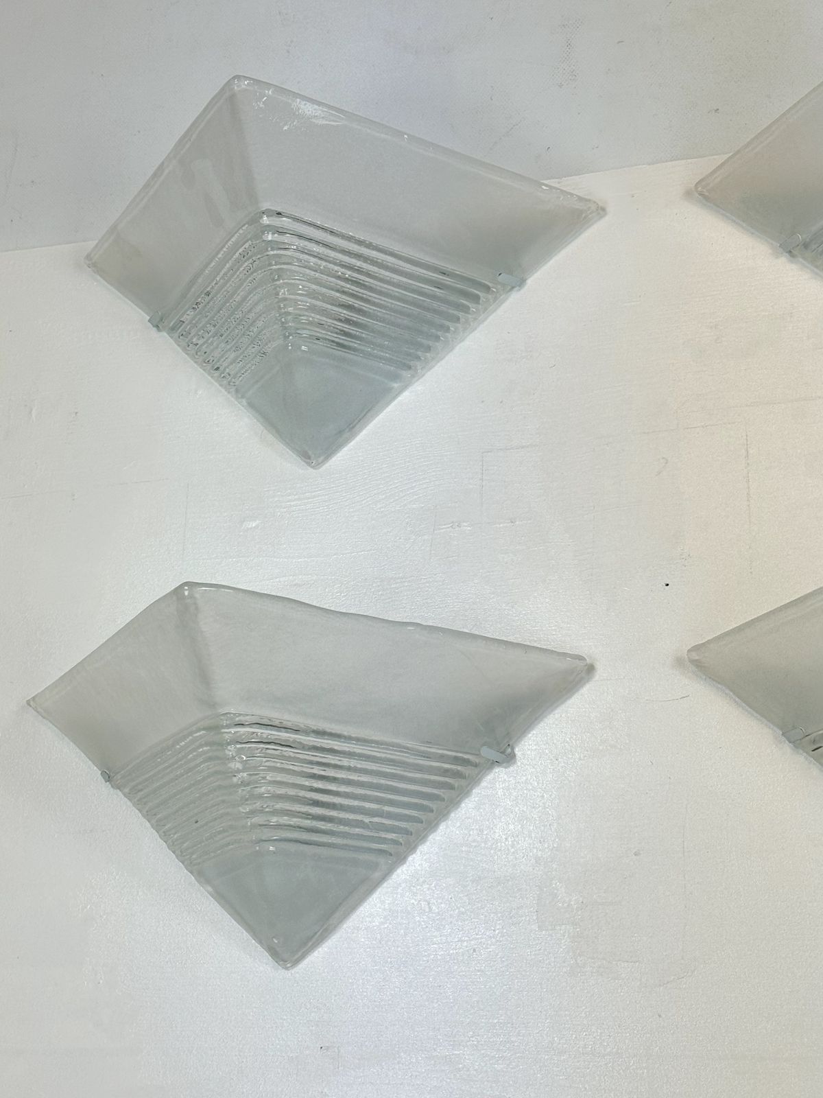 Postmodern Set Of Four Large Thick Murano Glass Sconces By Mazzega. Italy 1980s photo 2340.0
