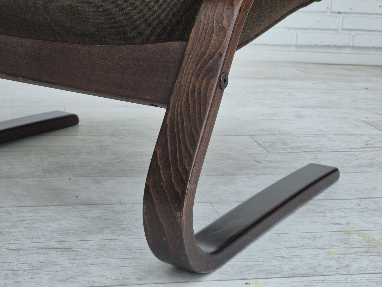 photo for sale 1970s, Scandinavian Design, Lounge Chair, Original Very Good Condition, Brown Leather.