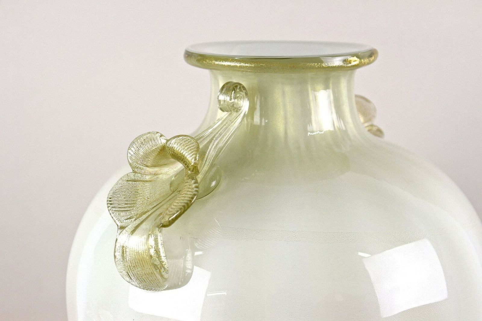 photo vintage Large Murano Glass Amphora Vase By Gabbiani Venezia, Gold Infused, Italy 2000