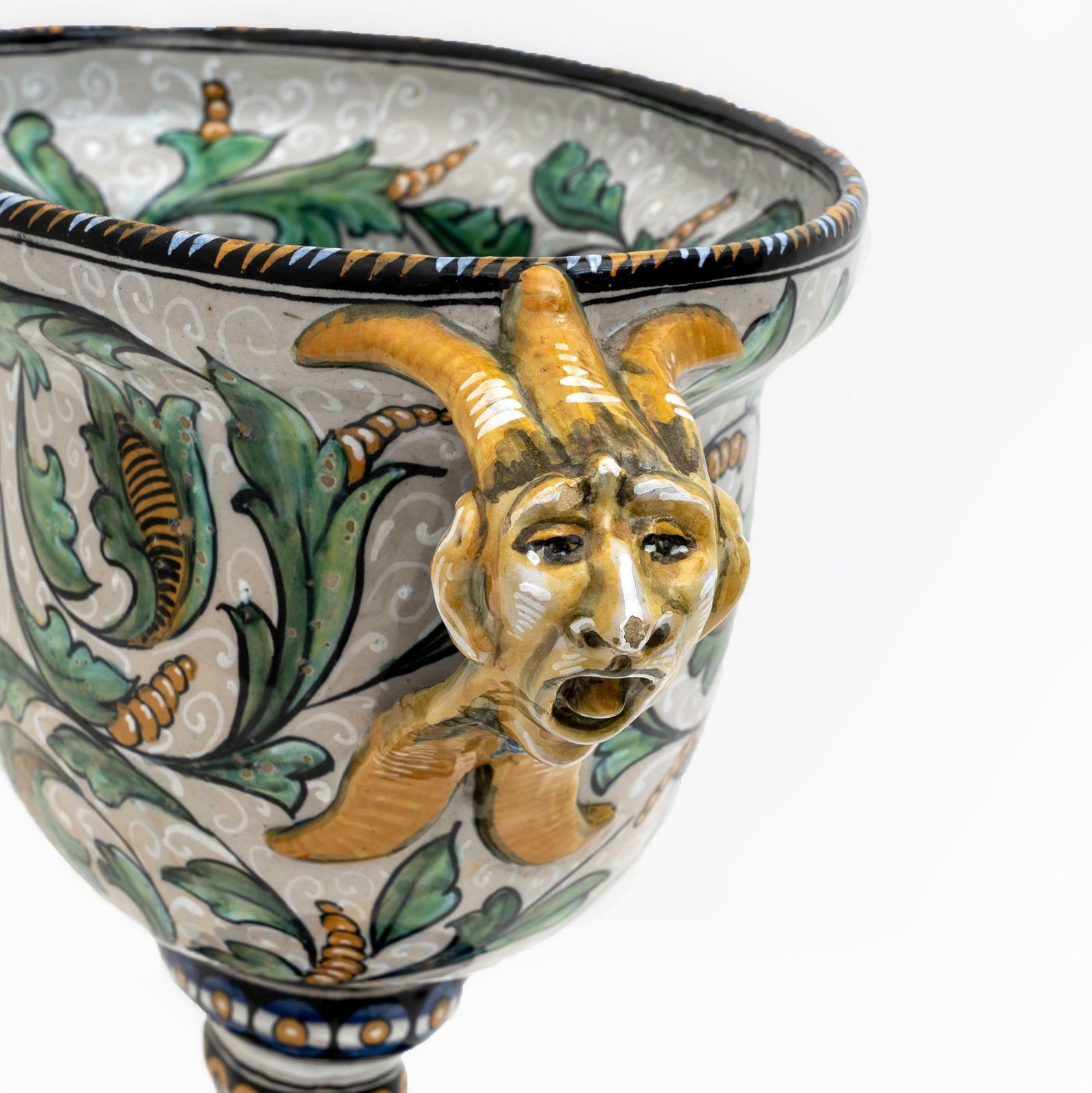 Manufactory "Maiolica Artistica Pesarese "Map" Two Handled Vase 1920s Italy. photo 1119.0