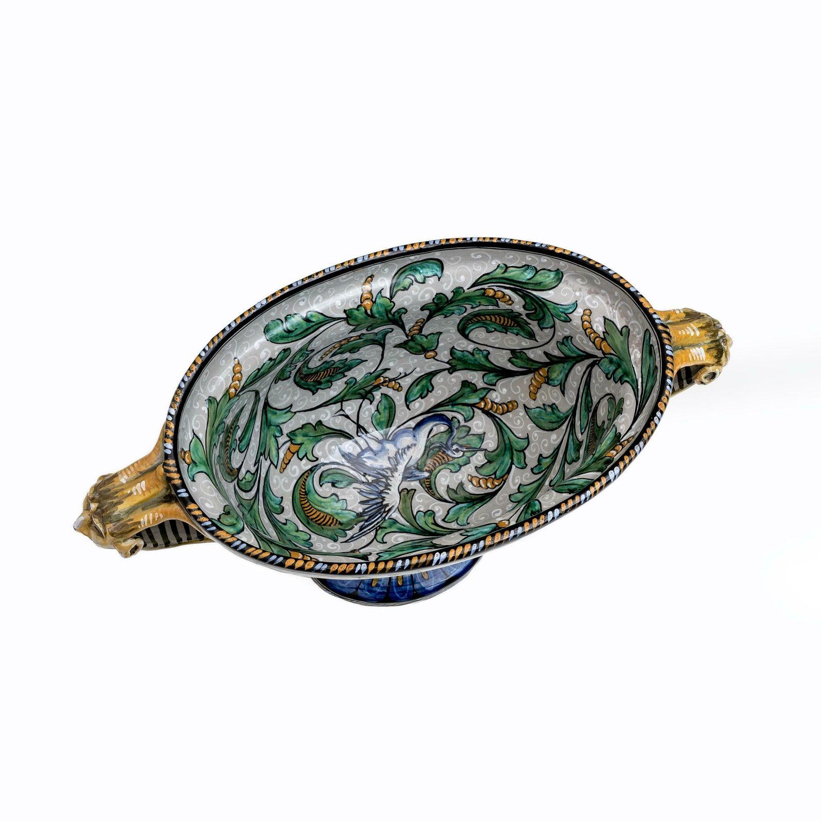 Manufactory "Maiolica Artistica Pesarese "Map" Two Handled Vase 1920s Italy. photo vinterior