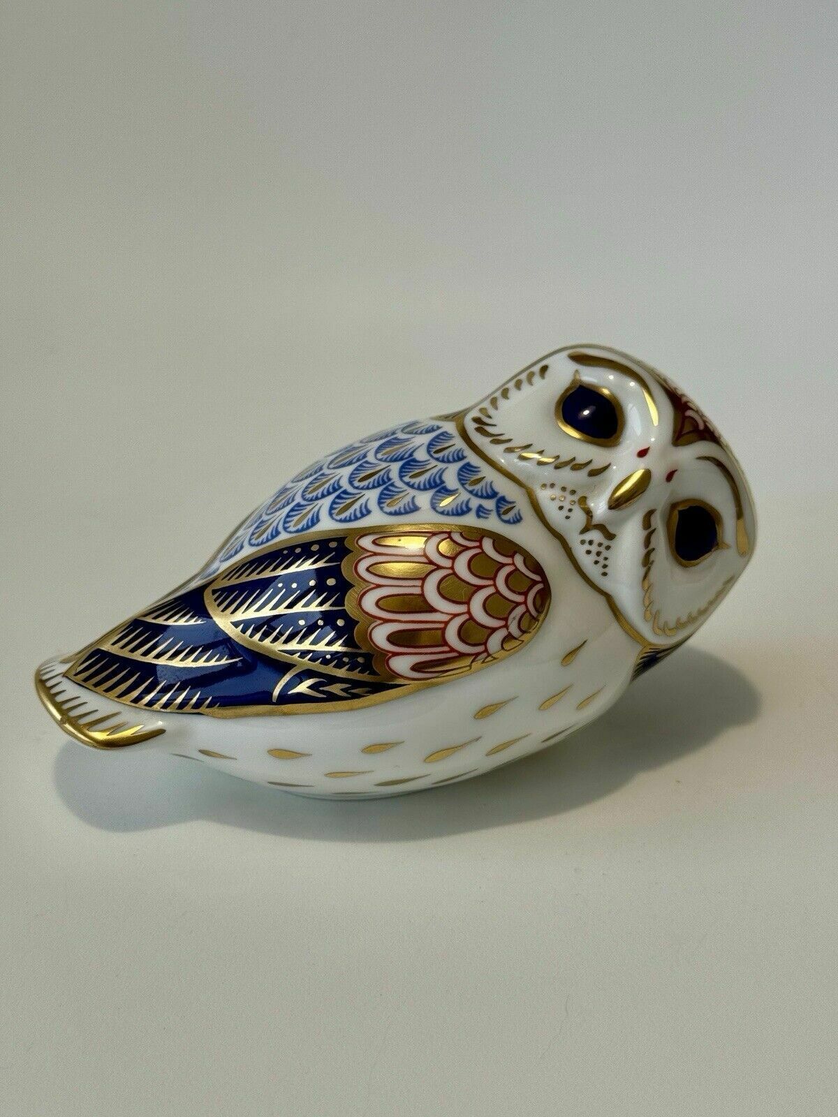 Royal Crown Derby Imari Owl Paperweight With Silver Stopper 1989 photo for sale