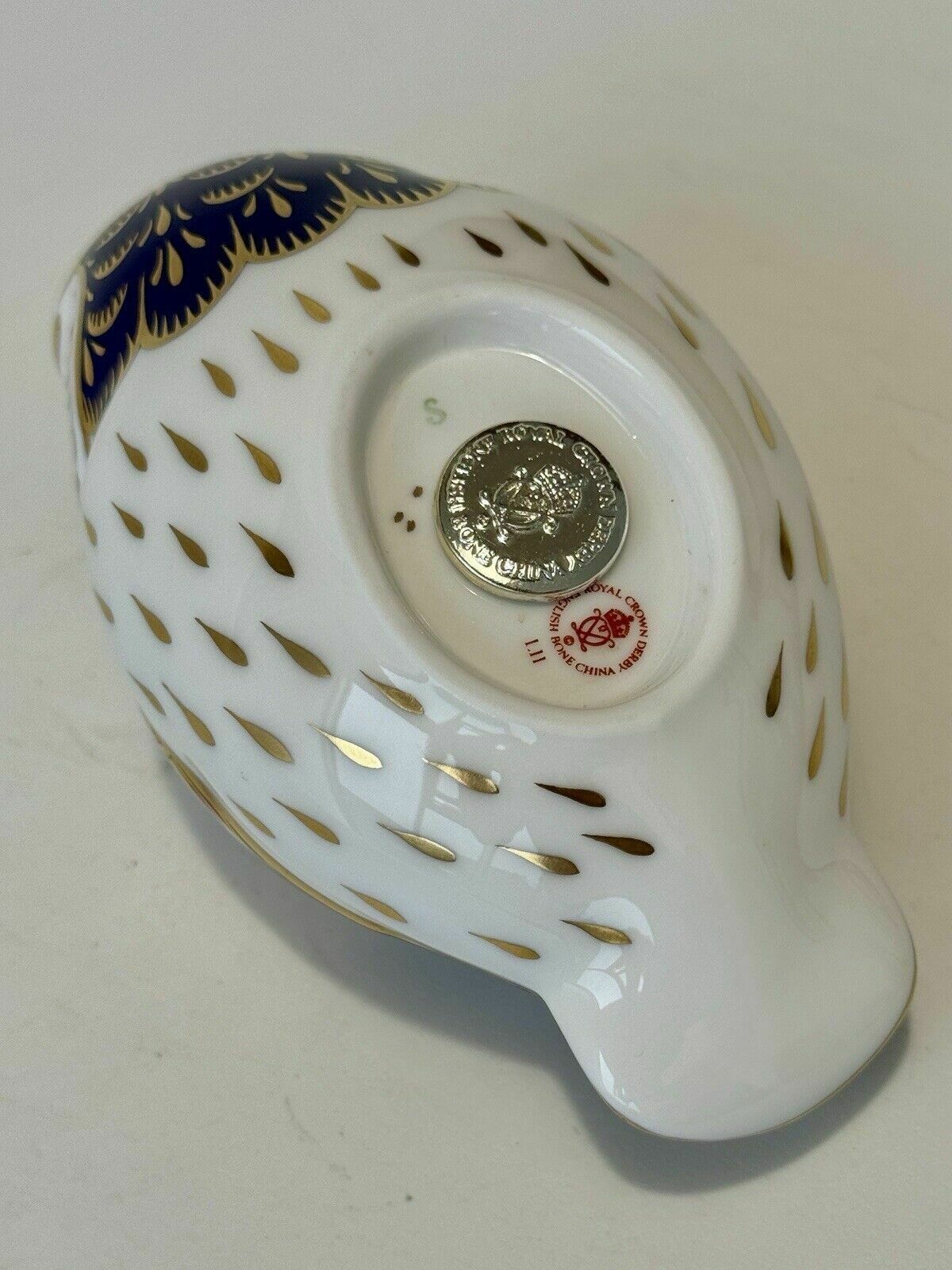 Home Decor Royal Crown Derby Imari Owl Paperweight With Silver Stopper 1989 photo