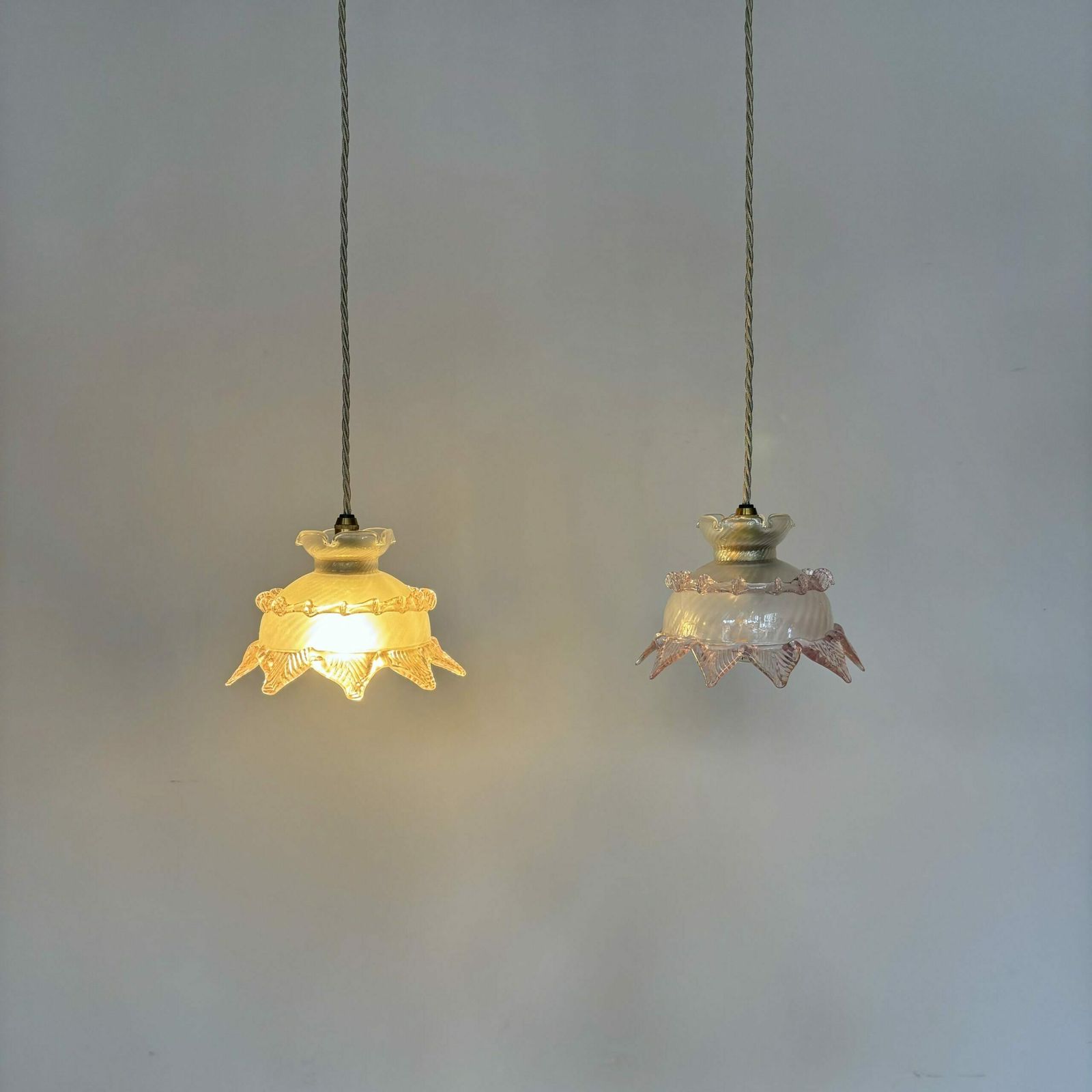 Pair Of Pink Detail Murano Glass Shades photo 495.0