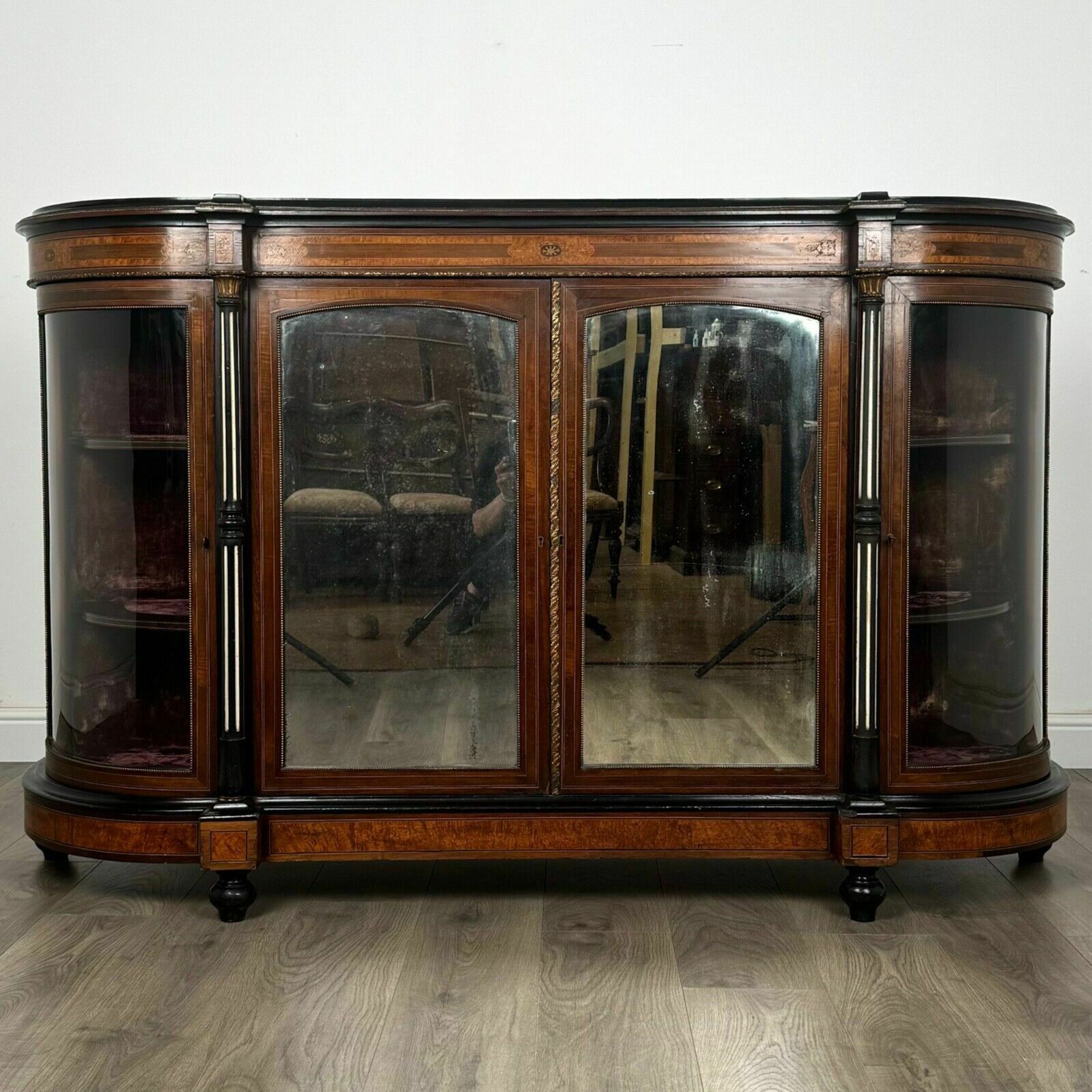 Antique 19th Century Finest Quality Inlaid Credenza Burr Walnut