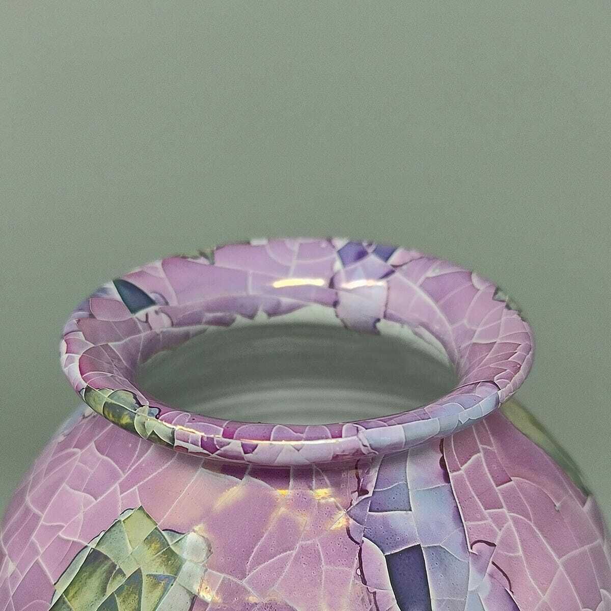 1990s Astonishing Giuseppe Locci Polycrome Craquelé Vase In Sardinian Ceramic. Made In Italy photo buy