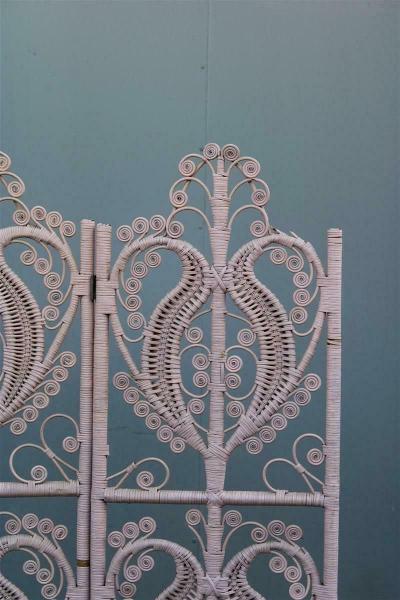 Separè Screen In Hand Woven Bamboo Italian 1960 Pink photo Home Decor