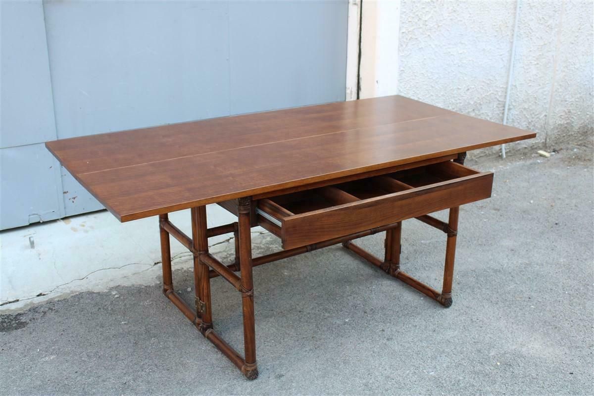 Console Table Convertible In Walnut Wood And Leather Mcguire 1970 photo 4965.0