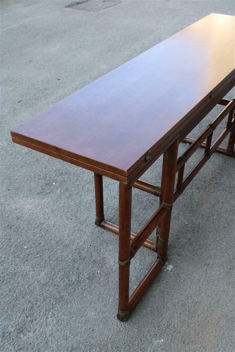 photo furniture Console Table Convertible In Walnut Wood And Leather Mcguire 1970