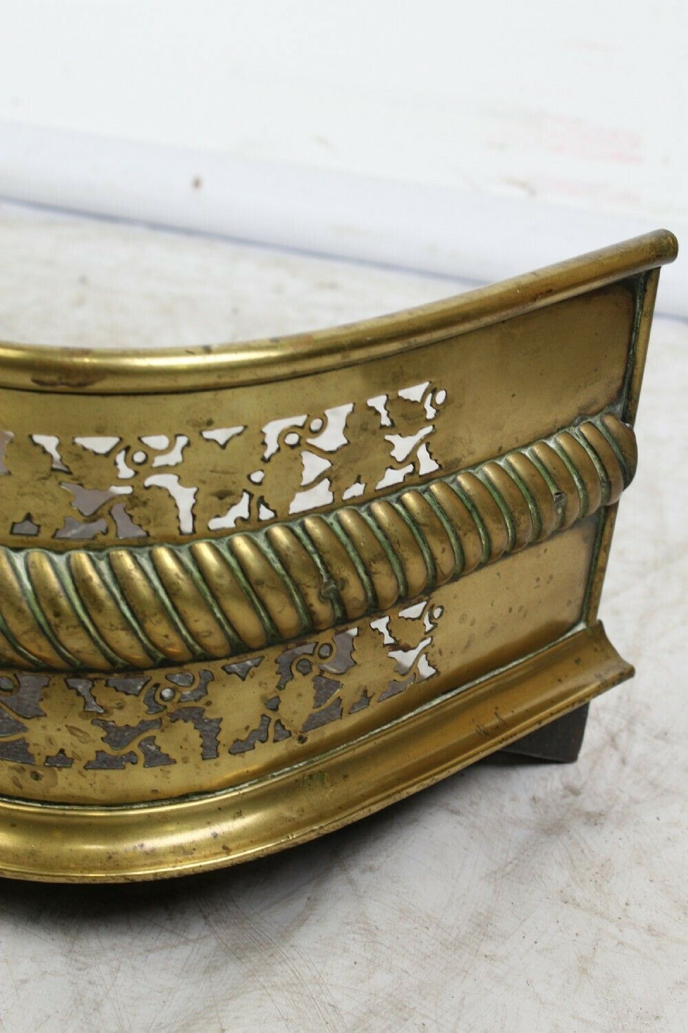 Small Victorian Pierced Brass Fire Fender photo buy
