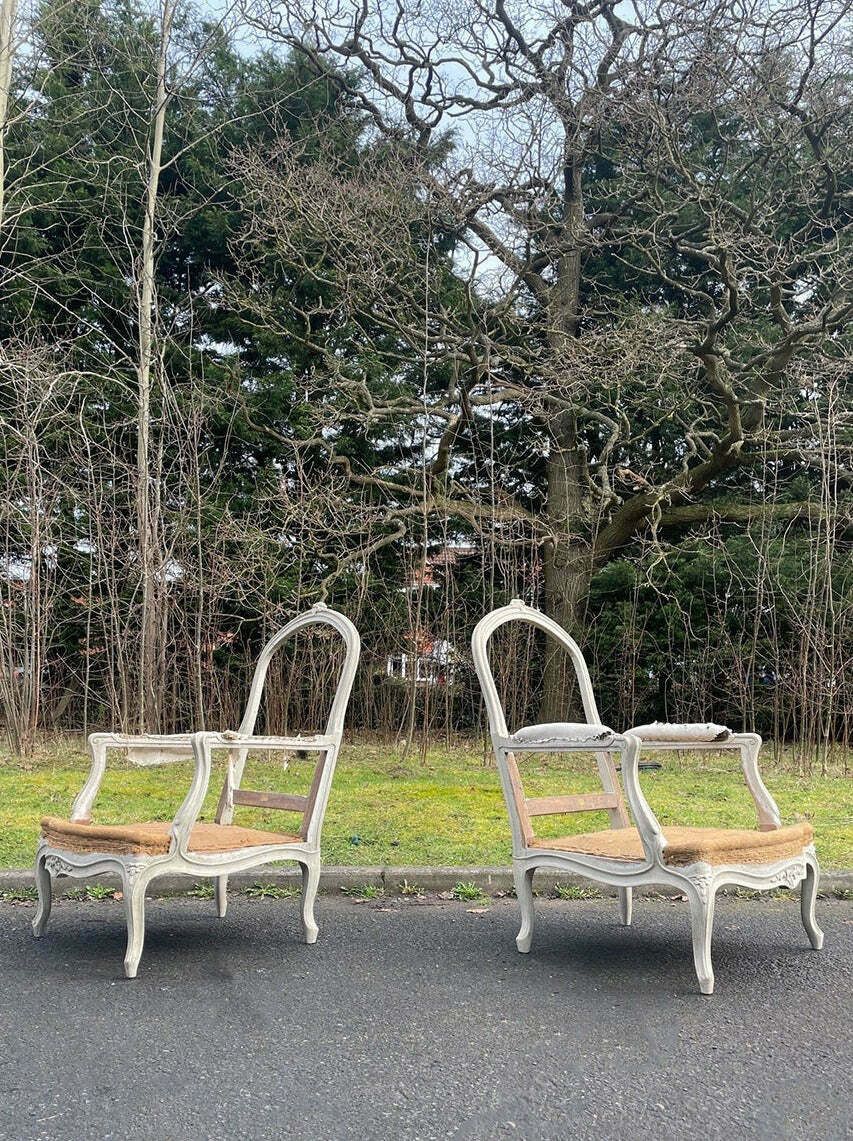 Pair Of Large Louis XV Style Armchairs 'As Is'