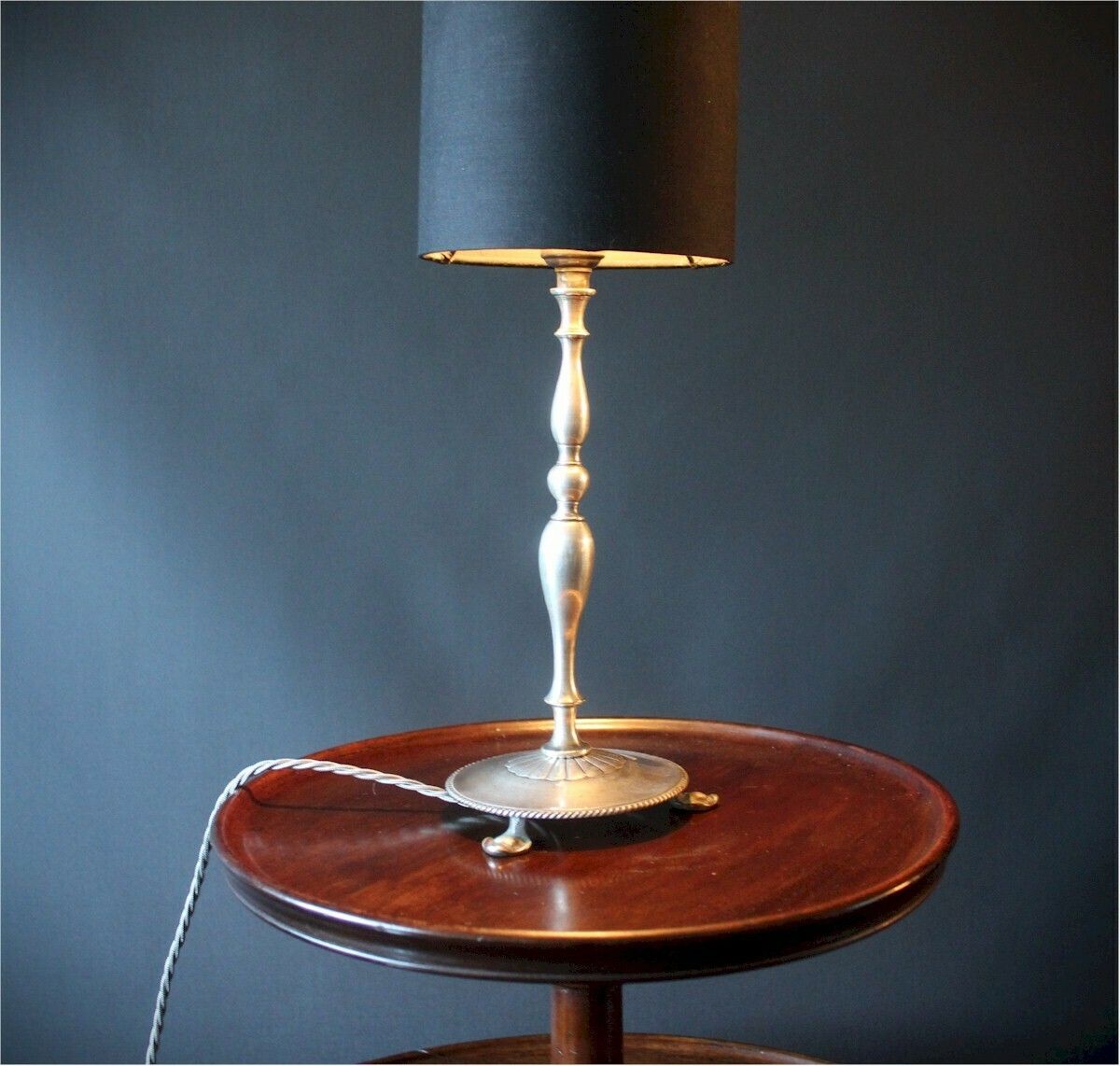 Elegant Edwardian Silver Plated Table Lamp photo furniture