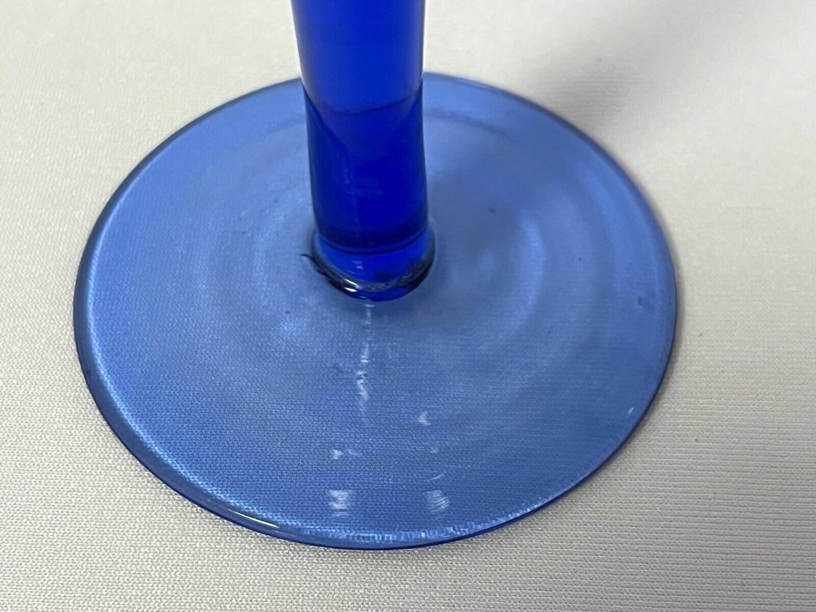 Set Of 8 Vintage Blue Handblown Etched Small Wine Glasses Cocktail Bar photo vintage