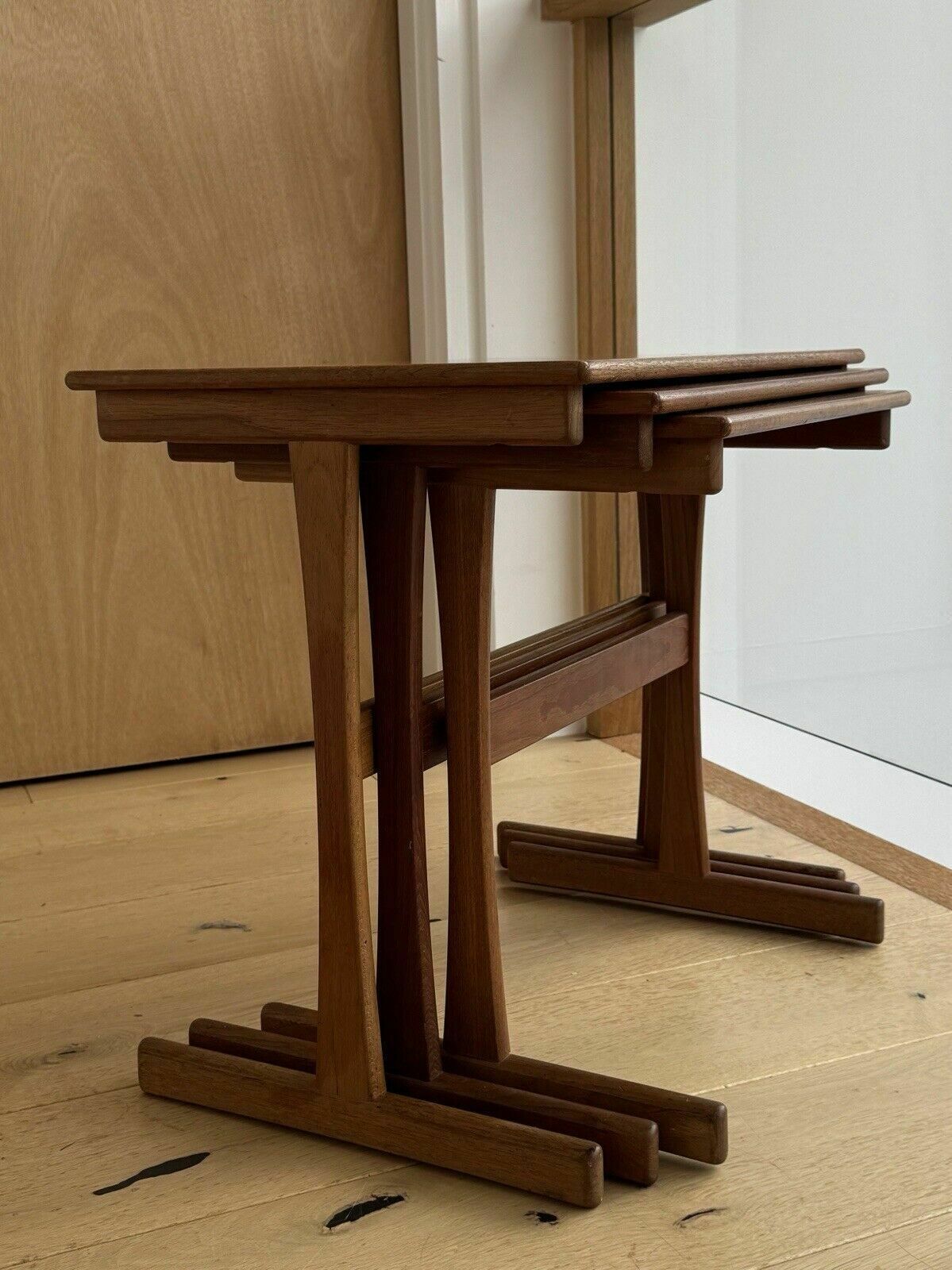 Furniture Mid Century Nest Of Three Teak Tables Kai Kristiansen For Vildbjerg Mobelfabrik photo