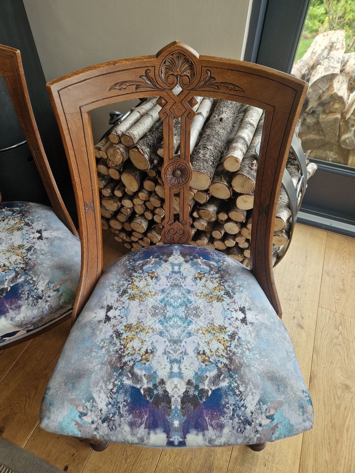 Pair Of 19th Century Carved Oak Chairs On Reeded Supports photo furniture