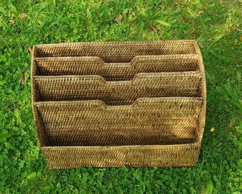 Tan Wicker Newspaper Stand