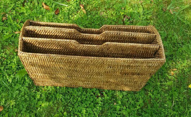 Tan Wicker Newspaper Stand photo furniture